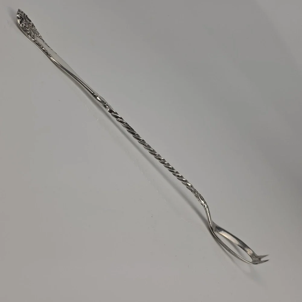 Antique Wm A Rogers Silverplate Olive Fork Spoon Claw Repousse WR Keystone 1908